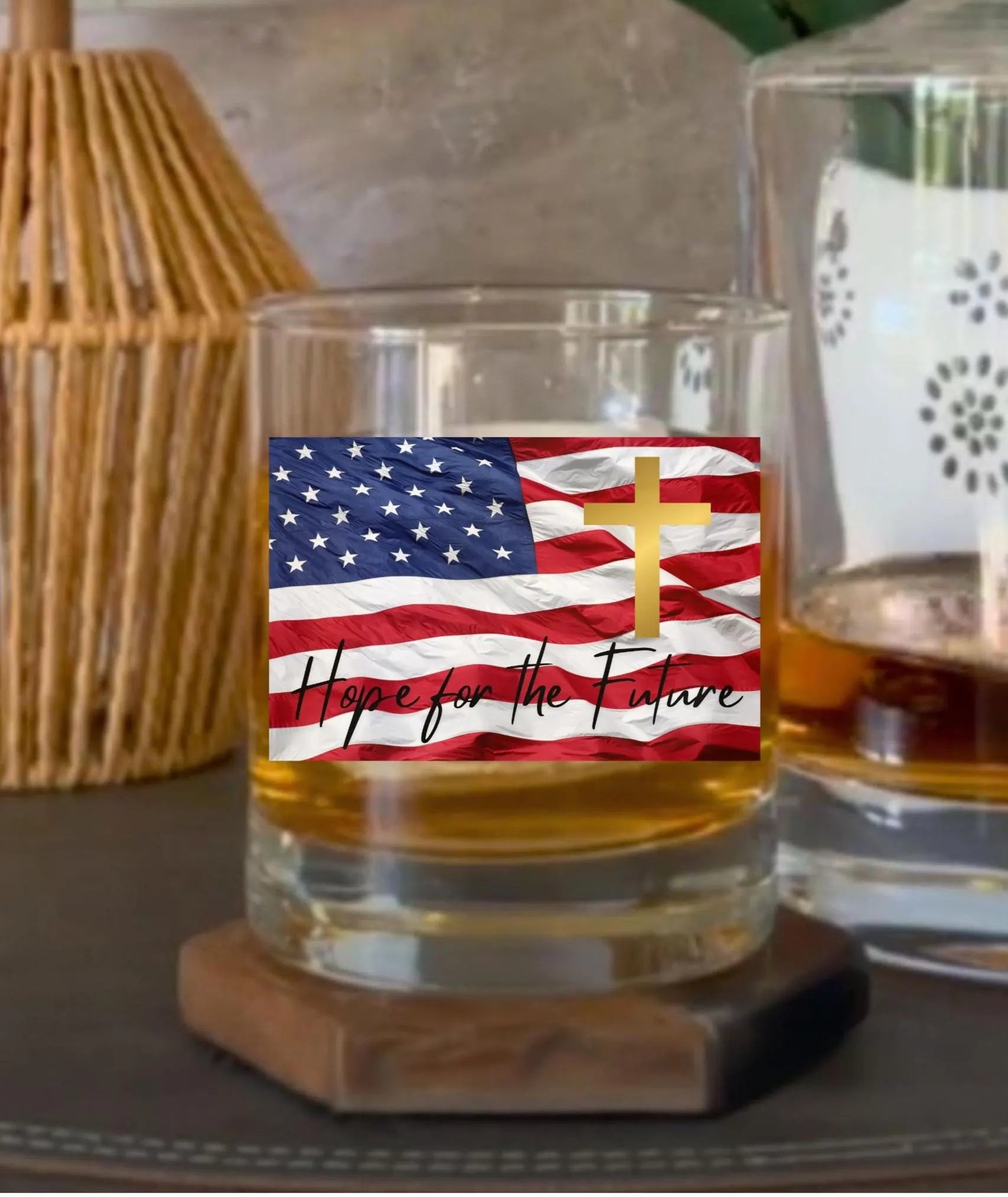 American Flag Whiskey Glass Gift Bourbon Glass Whiskey Gift Barware Gift Patriotic Glass 47Th President Trump Glass American Flag Glass