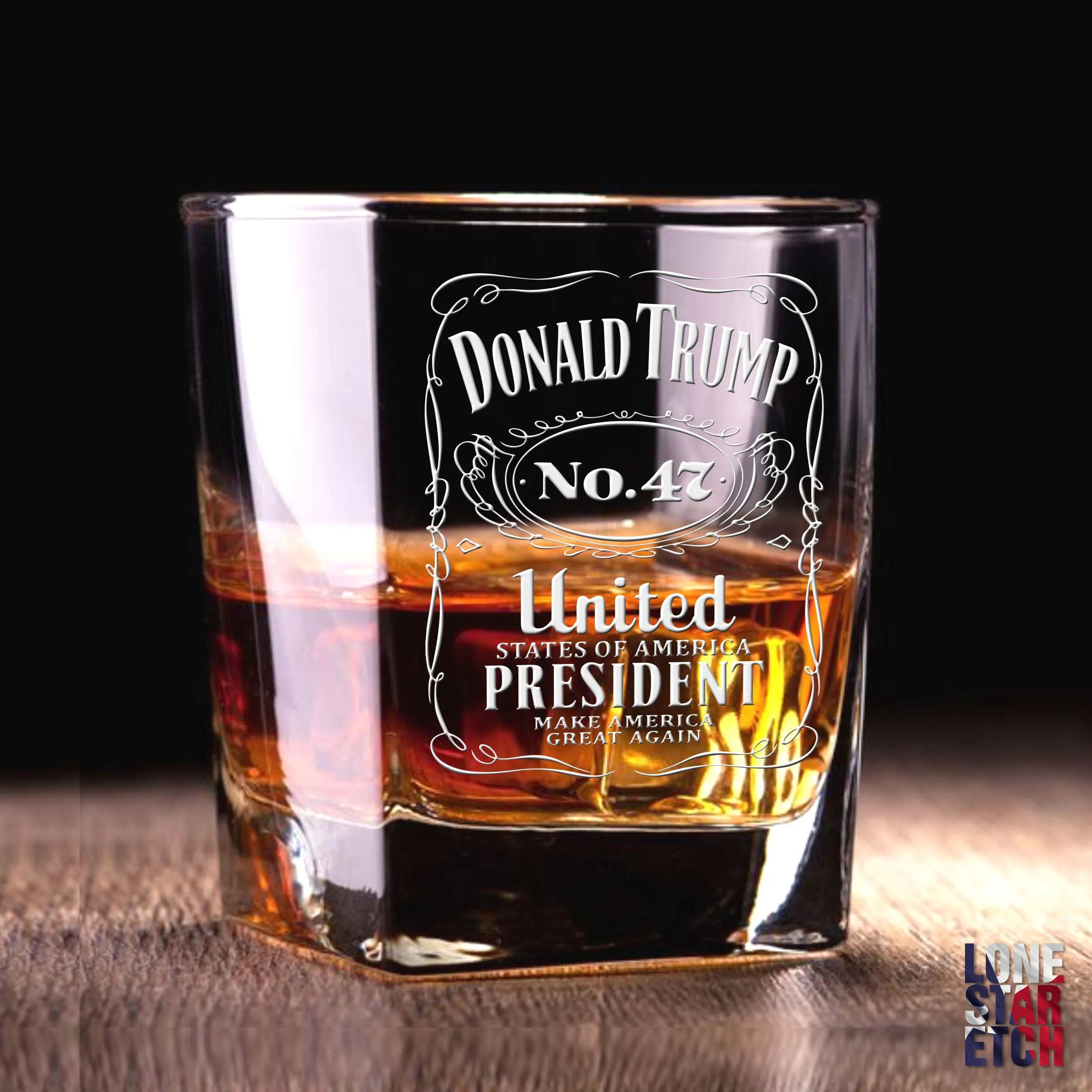 Trump No. 47 / Trump 2024 Engraved Whiskey Glass / Bourbon Glass / Scotch Glass / Trump Merch / Father'S Day Gift