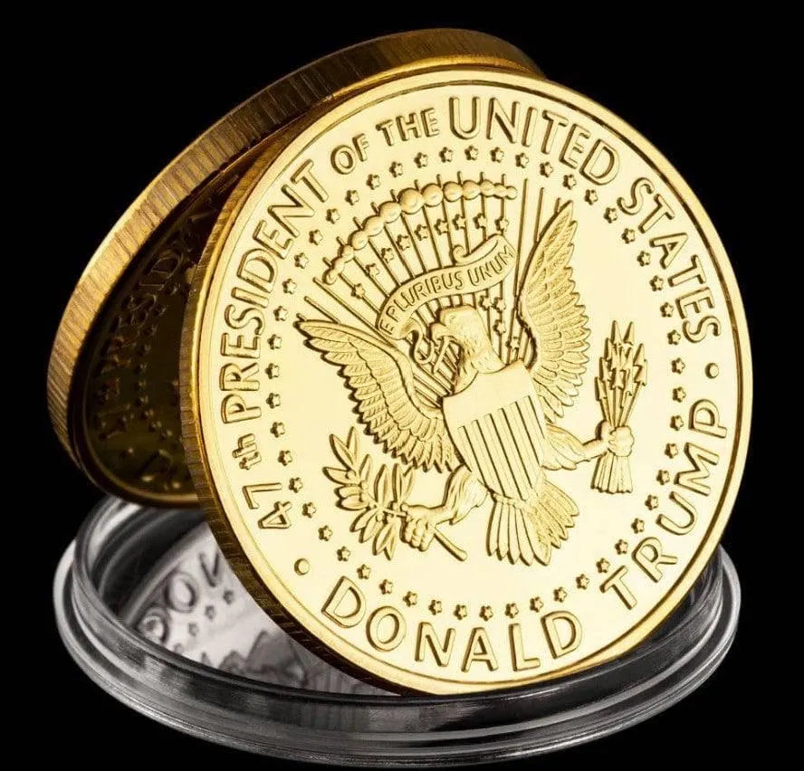 Limited Edition Luxury Rare 2 in 1 President Trump Memorabilia Coin and Bullet Embedded Whiskey Glass