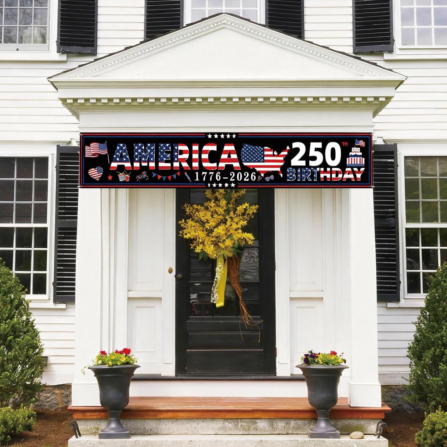 250 Anniversary USA Banner 118X20Inches Patriotic Decor for 250Th America Birthday 1776-2026 Party Supplies 4Th of July Decorations for Outdoor Indoor Home Yard Garden