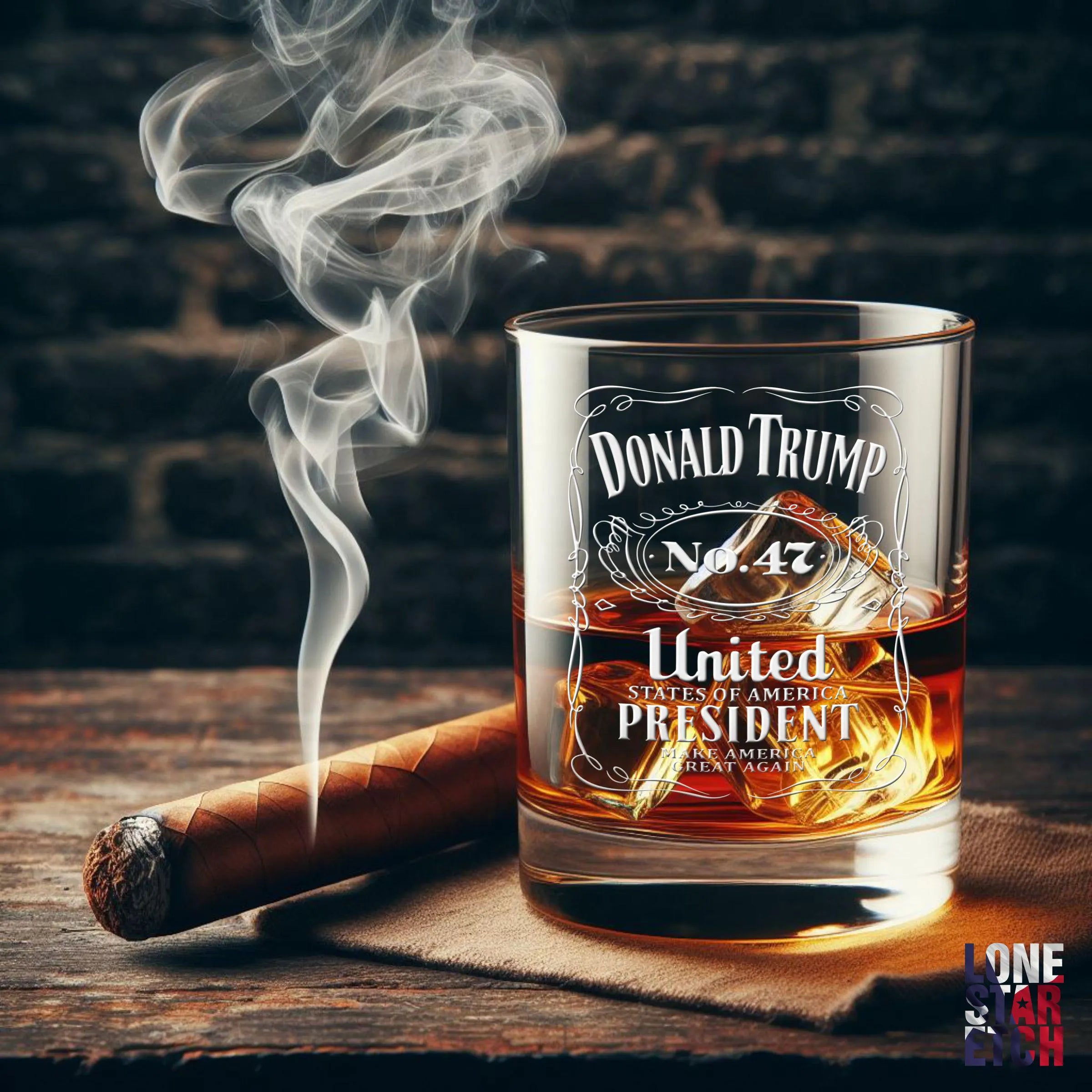 Trump No. 47 / Trump 2024 Engraved Whiskey Glass / Bourbon Glass / Scotch Glass / Trump Merch / Father'S Day Gift