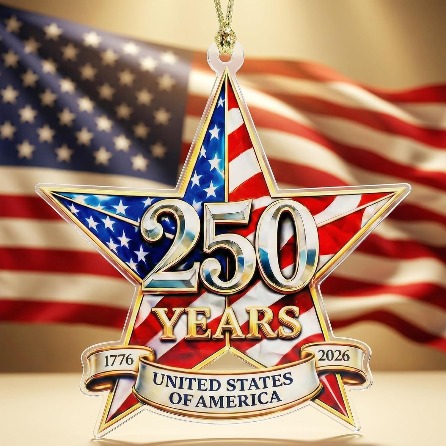 250 Anniversary USA Ornament - America 250 Merchandise - Fourth of July Decorations - America 250 Decorations - 4Th of July Ornaments - 250Th Anniversary USA Gift