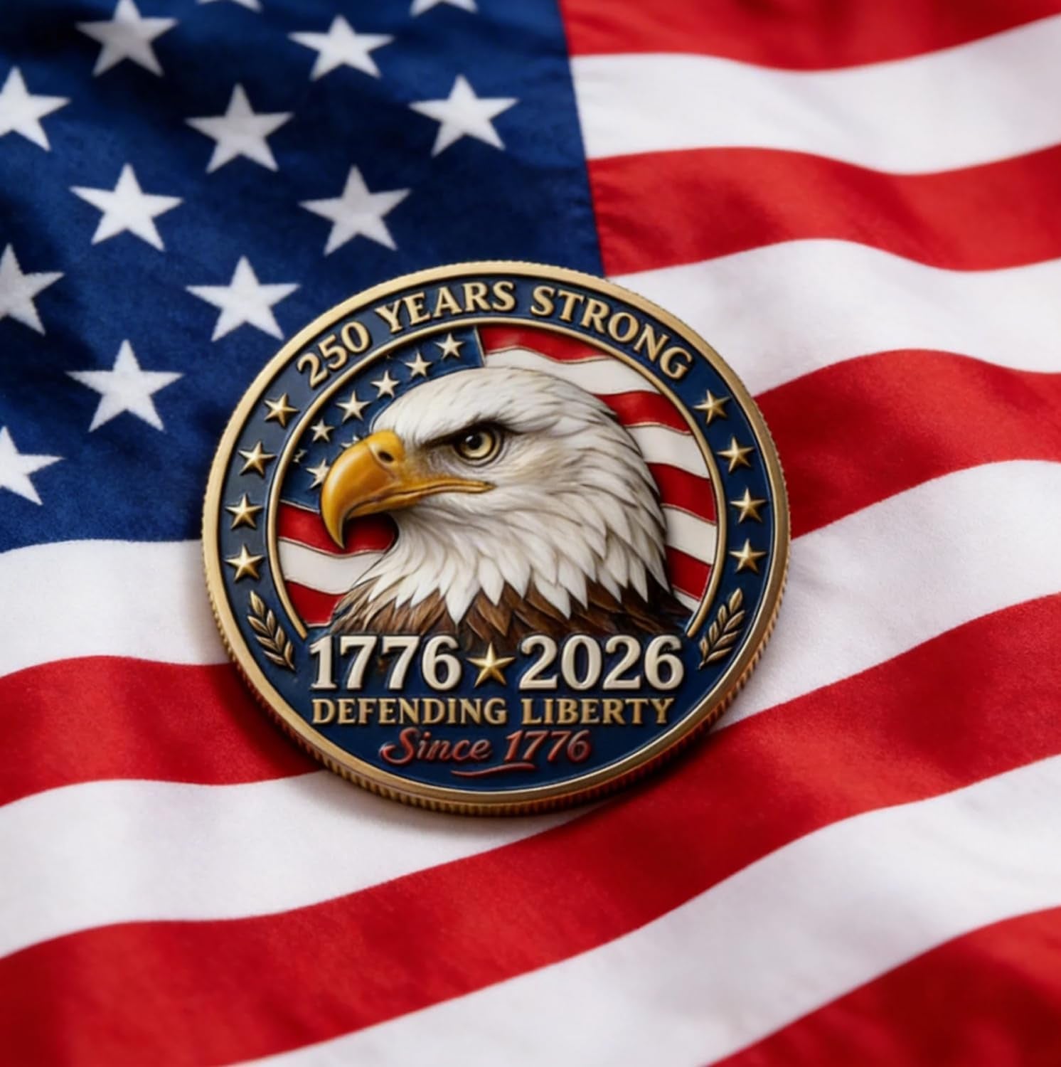 3 Pcs 250Th Anniversary Coin Set God Bless America Collectible 250 Year Merchandise Patriotic Commemorative Coin 1776-2026 Independence Day Freedom and Faith Keepsake 4Th of July Gift