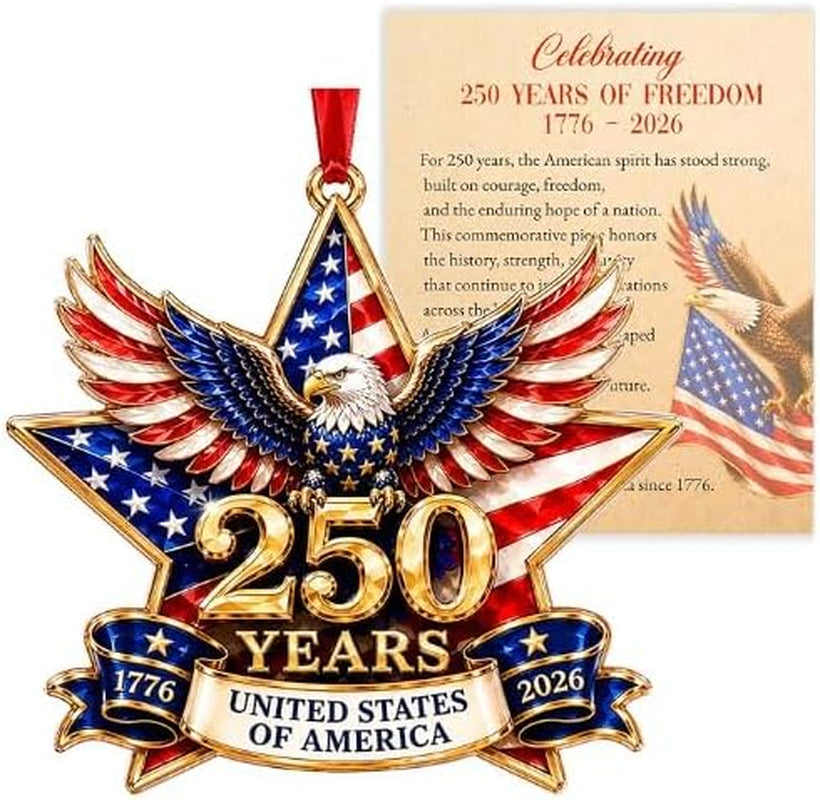 250 Anniversary USA Ornament, 2D Acrylic America 250 Merchandise, America 250Th Anniversary Christmas Ornament, Fourth of July Decorations, Patriotic Decor, America 250Th Birthday Gifts
