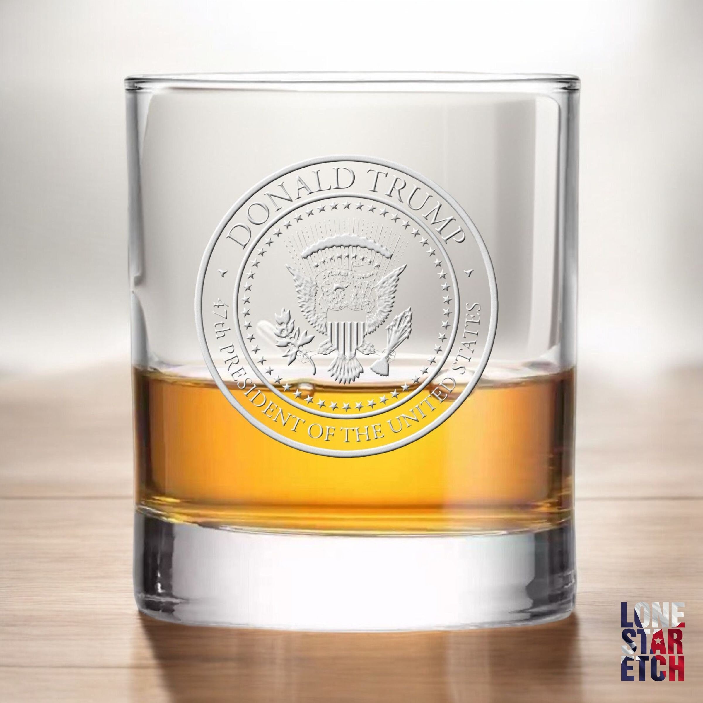 Trump 47 Presidential Seal / Trump 2024 Engraved Whiskey Glass / Bourbon Glass / Scotch Glass / Trump Merch / Election Night Glass