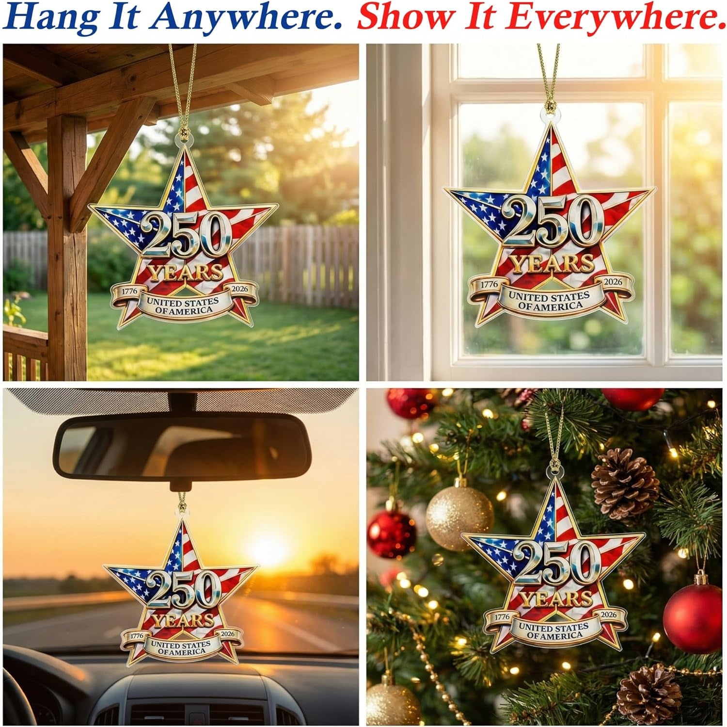250 Anniversary USA Ornament - America 250 Merchandise - Fourth of July Decorations - America 250 Decorations - 4Th of July Ornaments - 250Th Anniversary USA Gift