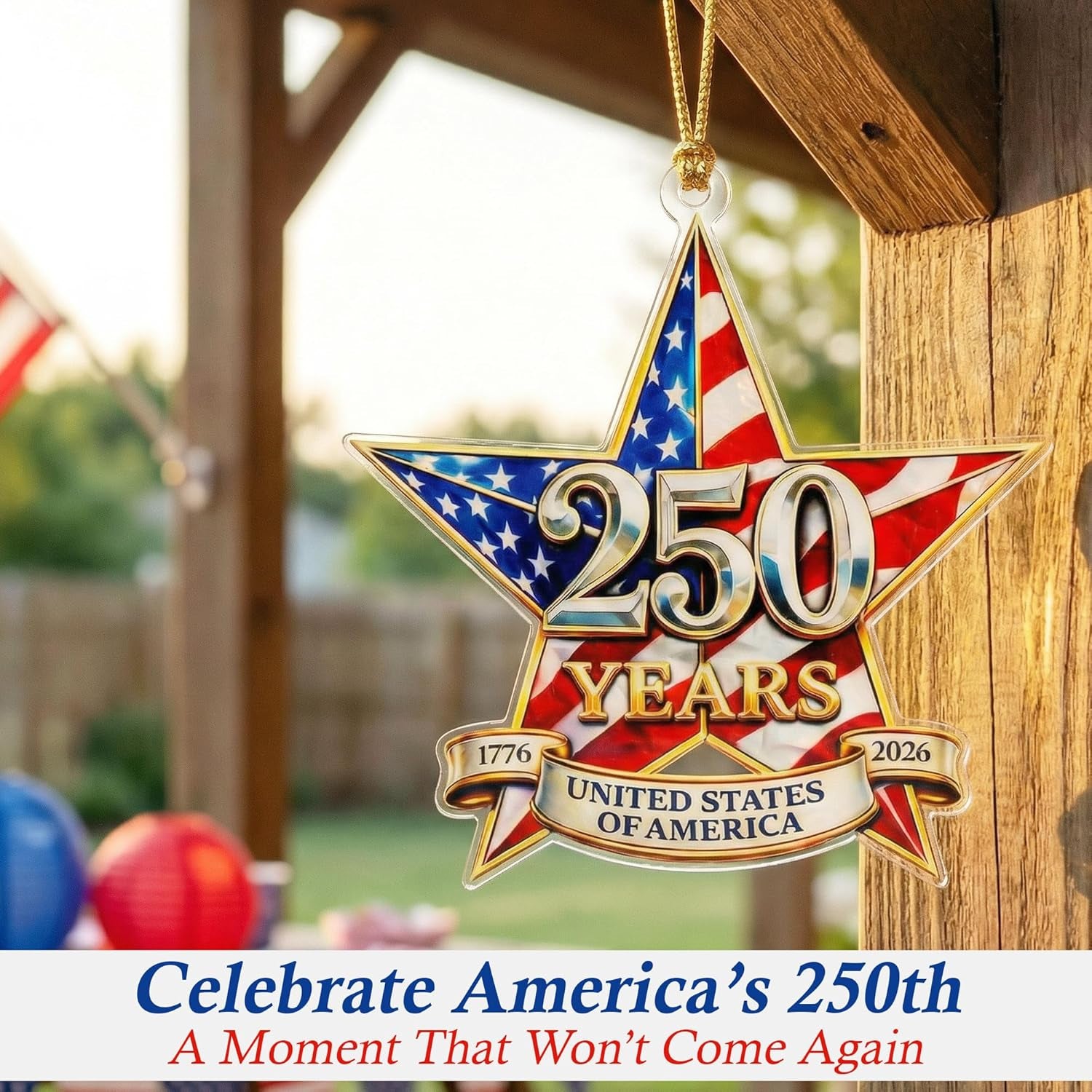 250 Anniversary USA Ornament - America 250 Merchandise - Fourth of July Decorations - America 250 Decorations - 4Th of July Ornaments - 250Th Anniversary USA Gift