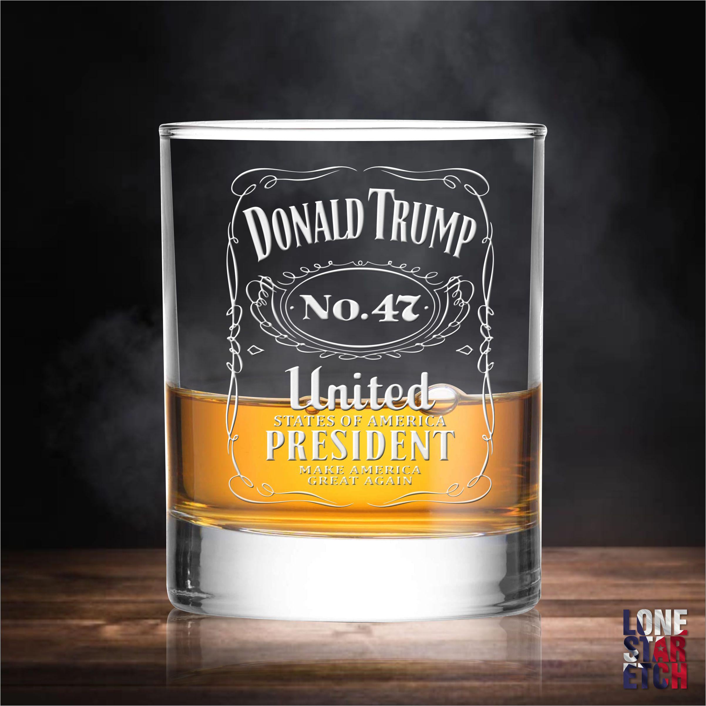 Trump No. 47 / Trump 2024 Engraved Whiskey Glass / Bourbon Glass / Scotch Glass / Trump Merch / Father'S Day Gift