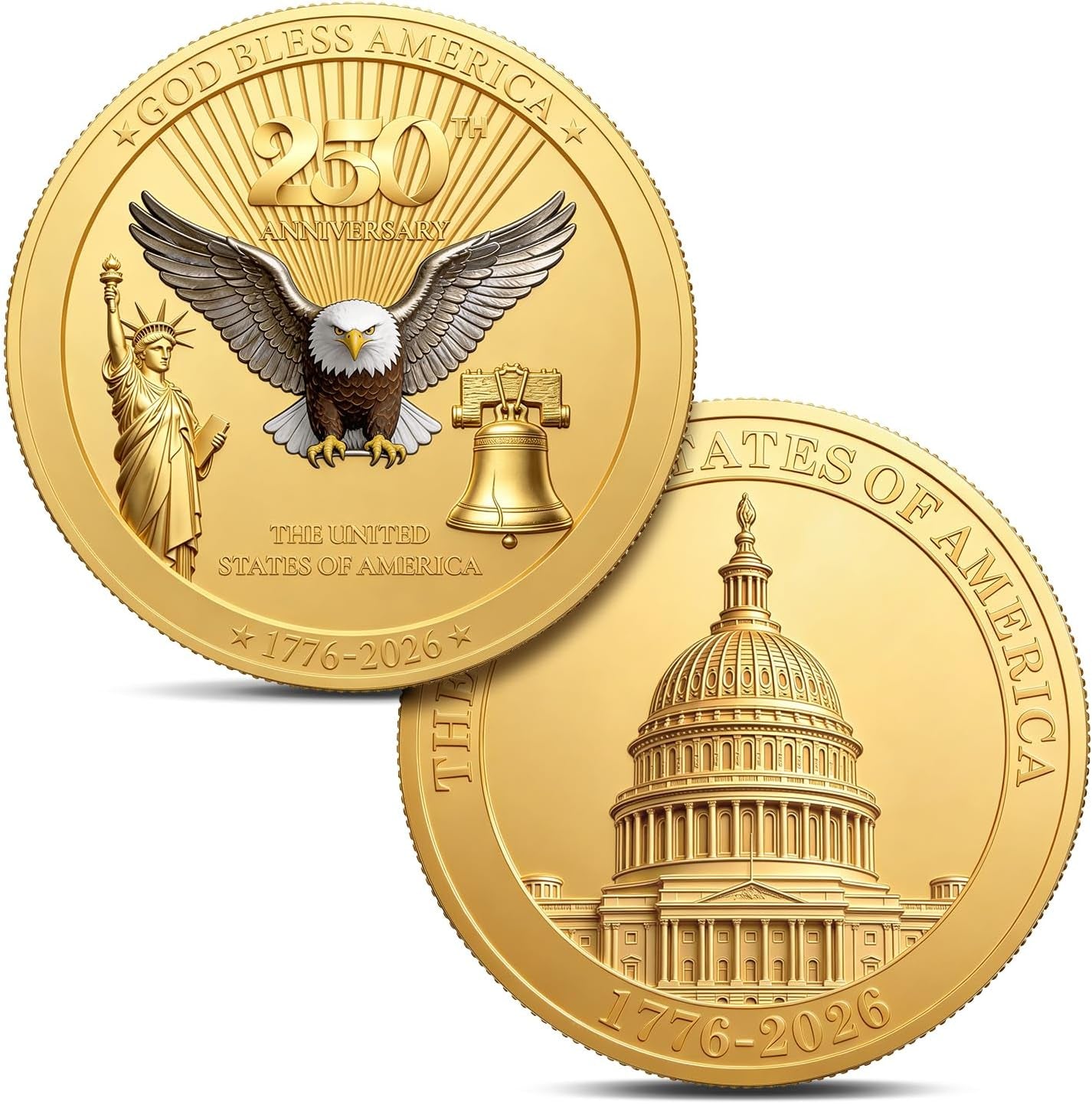 250 Anniversary Coin America 250 Anniversary USA Merchandise 1776-2026 Coins 250Th Commemorative Coin 250 Years of Freedom Challenge Coins Ideal Collectible, 1 Pc