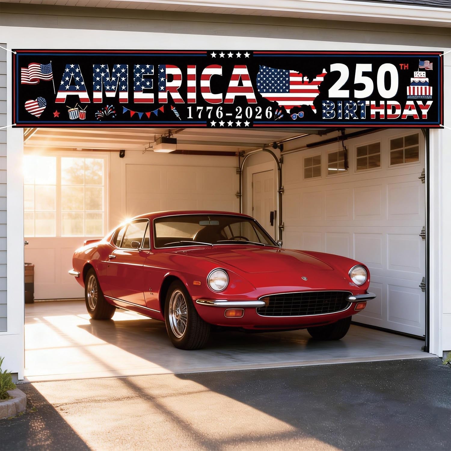 250 Anniversary USA Banner 118X20Inches Patriotic Decor for 250Th America Birthday 1776-2026 Party Supplies 4Th of July Decorations for Outdoor Indoor Home Yard Garden