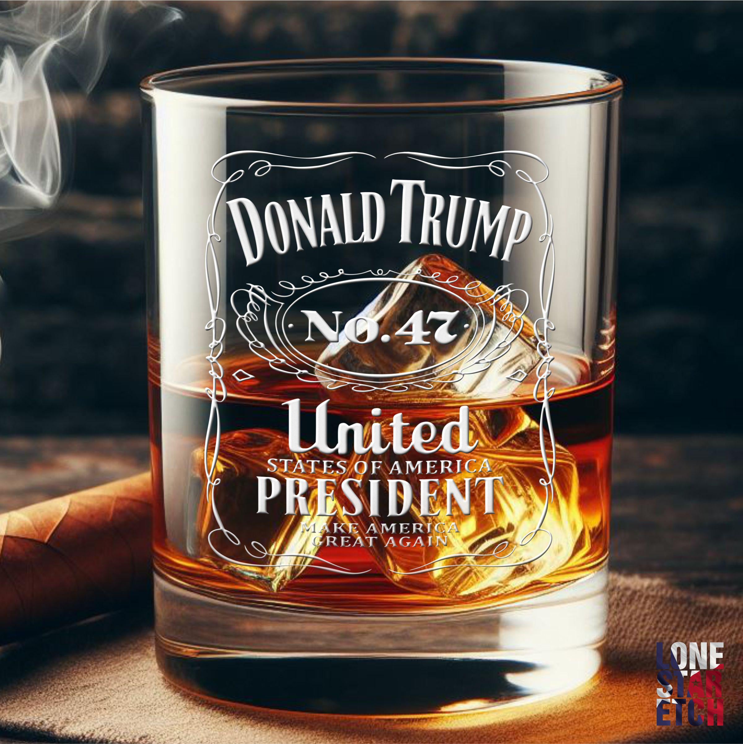 Trump No. 47 / Trump 2024 Engraved Whiskey Glass / Bourbon Glass / Scotch Glass / Trump Merch / Father'S Day Gift