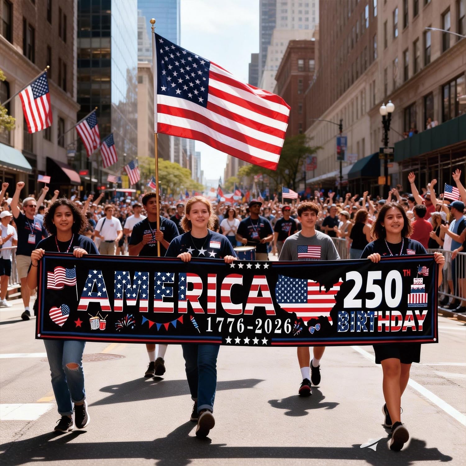 250 Anniversary USA Banner 118X20Inches Patriotic Decor for 250Th America Birthday 1776-2026 Party Supplies 4Th of July Decorations for Outdoor Indoor Home Yard Garden