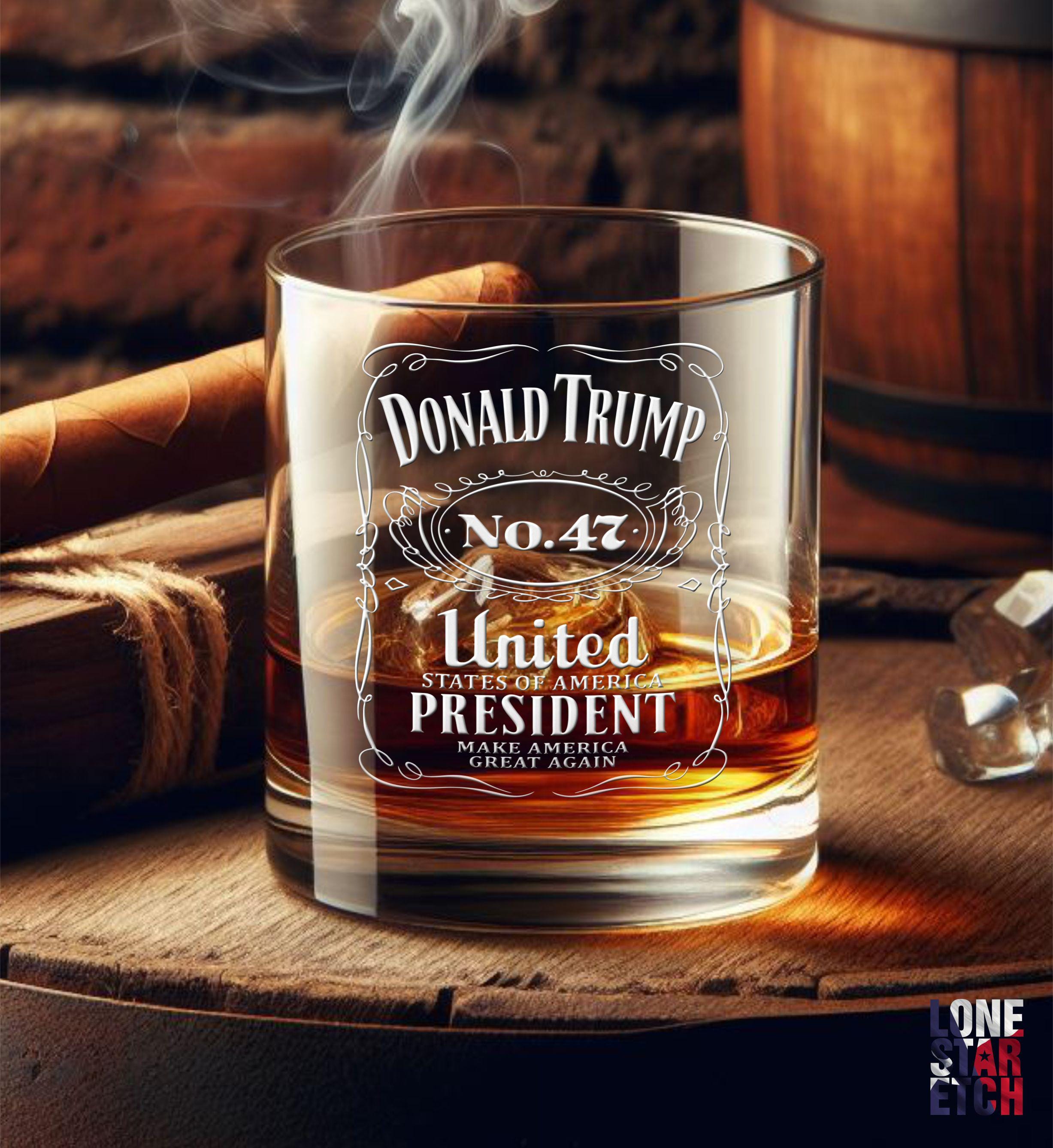Trump No. 47 / Trump 2024 Engraved Whiskey Glass / Bourbon Glass / Scotch Glass / Trump Merch / Father'S Day Gift